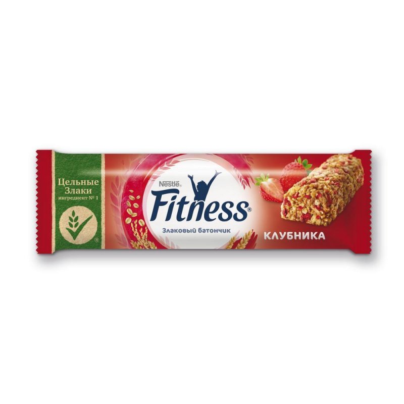 Батончики мюсли Fitness с цельными злаками и клубникой (16 батончиков по 23.5 г)