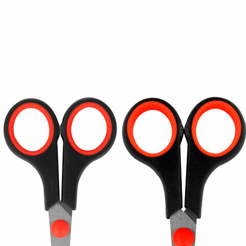 Ножницы BRAUBERG SOFT GRIP НАБОР 5 штук (140170190220240 мм)эргономичные черно-красные ручкиВЫГОДНАЯ УПАКОВКА238410