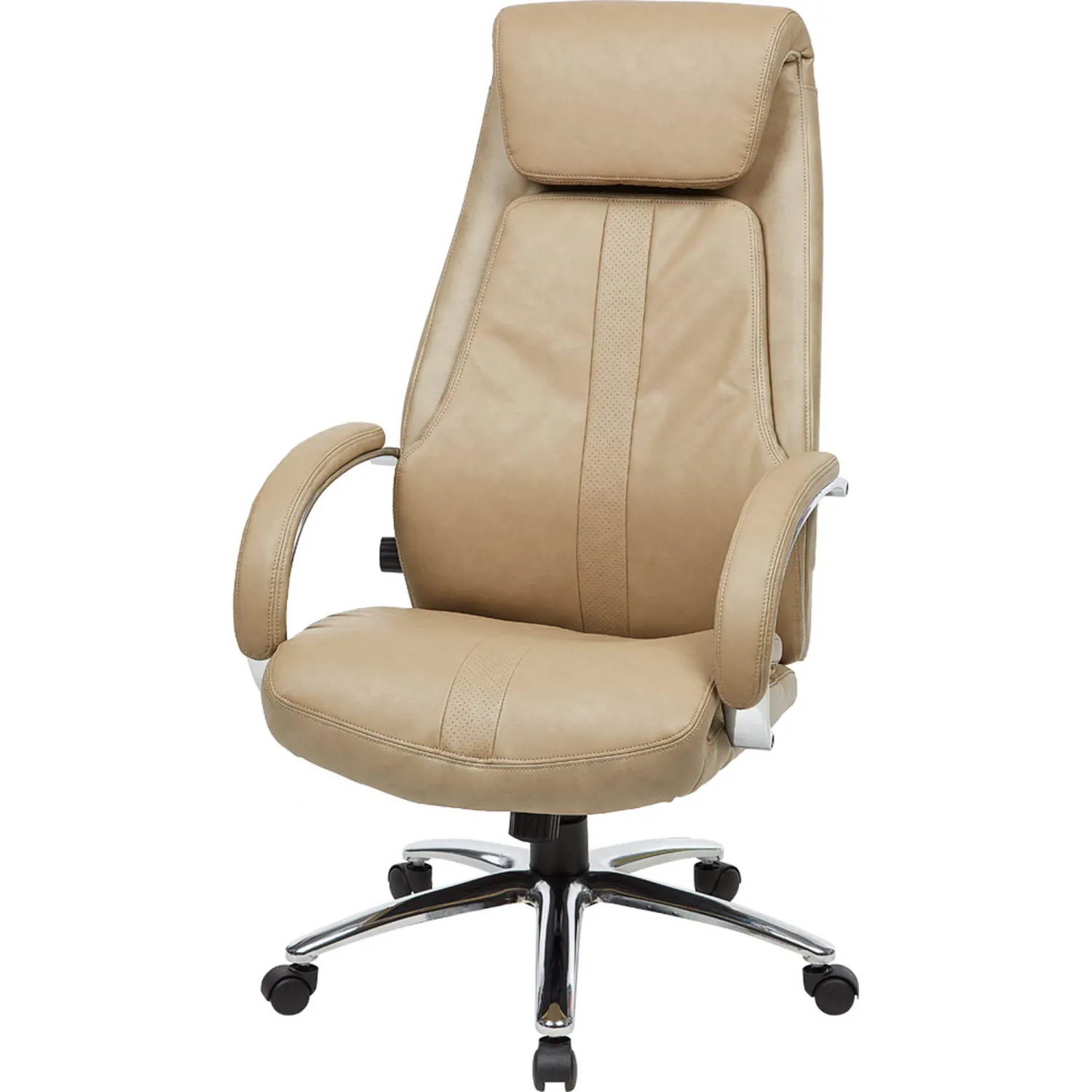 Кресло для руководителя Easy Chair 572 бежевое (экокожа, металл хромированный)