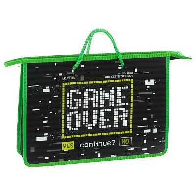 Папка с ручками А4 ArtSpace «Game Over», пластик, на молнии, 75мм