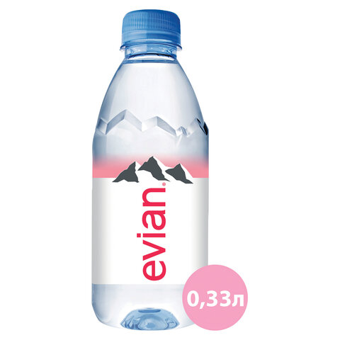 Вода негазированная минеральная EVIAN, 0.33 л, пластиковая бутылка