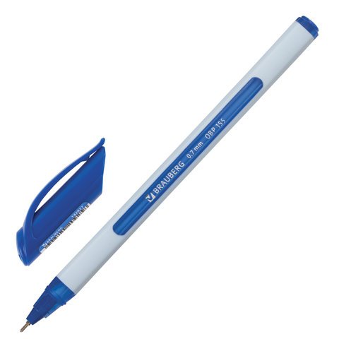 Ручка шариковая масляная BRAUBERG «Extra Glide Soft White», СИНЯЯ, узел 0.7 мм, линия письма 0.35 мм