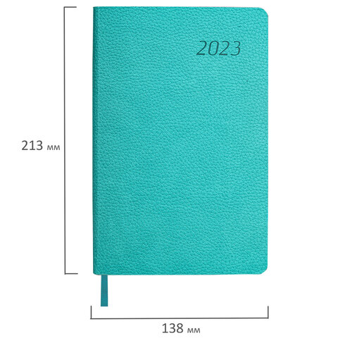 Ежедневник датированный 2023 А5 138×213мм BRAUBERG Stylish, под кожу, бирюзовый,114071