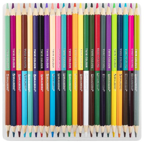 Карандаши цветные мягкие двусторонние BRAUBERG PREMIUM TWIN COLOUR24 штуки48 цветов181875