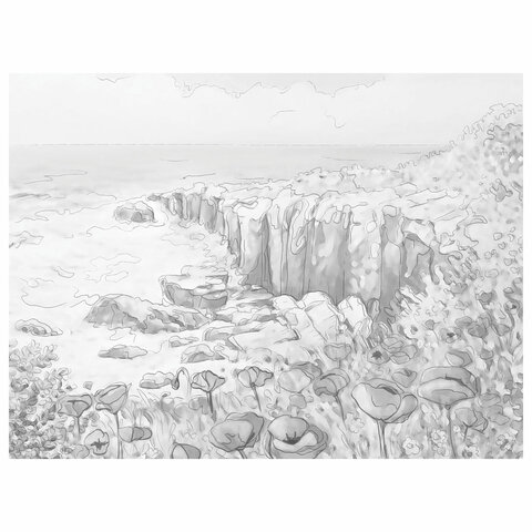 Холст на картоне с контуром BRAUBERG ART «CLASSIC» «ЦВЕТЫ И МОРЕ», 30×40 см, грунтованный, хлопок, 191541