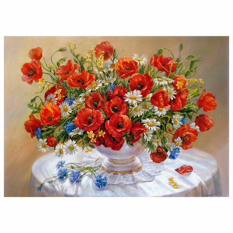 Картина стразами (алмазная мозаика), 40×50 см, ОСТРОВ СОКРОВИЩ «Маки», на подрамнике