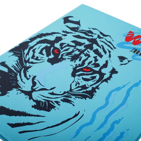 Дневник 1-11 класс 48 л., обложка кожзам (твердая), шелкография, BRAUBERG, «Tiger»