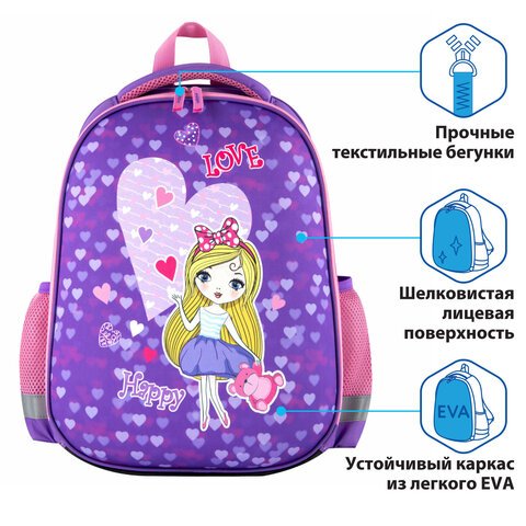 Ранец ПИФАГОР EVA BASIC, 1 отделение, «Fancy girl», 39×30х16 см