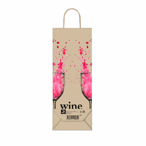 Крафт-пакет бумажный «Wine not» 15×8х39 см, с кручеными ручками, плотность 80 г/м2