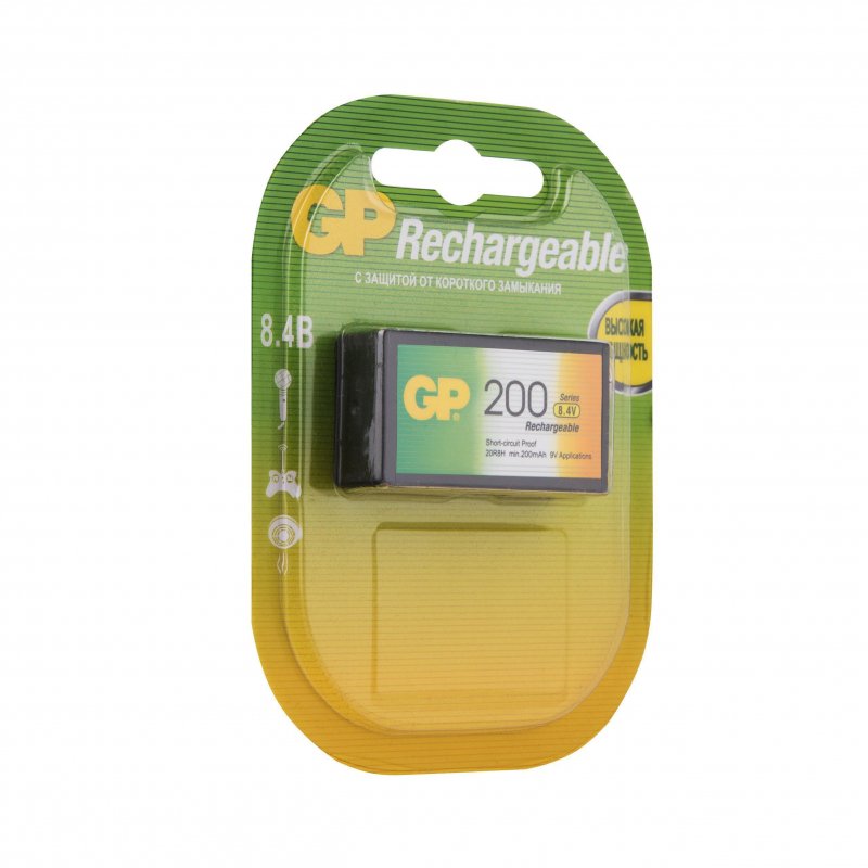 Аккумулятор GP 200 mAh 6LR61/Крона 9V/1604А NiMH (1 шт/бл)