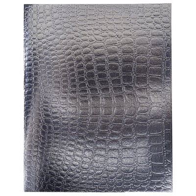 Тетрадь бумвинил А5 96 л., скоба, офсет №1, клетка, с полями, HATBER, СЕРЕБРО, «Metallic», тиснение CROCO, 072799