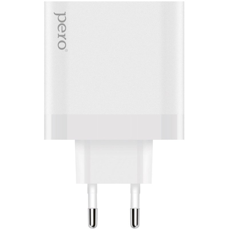 Зарядное устройство сетевое PERO TC17 USB-A QC 3.0 + 2х USB-C PD, 65W белый