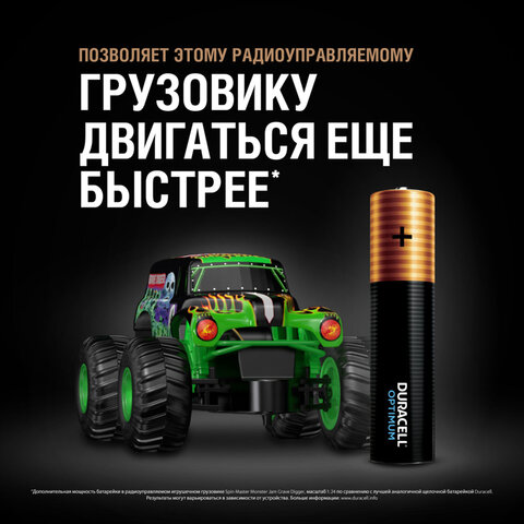Батарейки КОМПЛЕКТ 4 шт., DURACELL Optimum, AAA (LR03, 24А), х30 мощность, алкалиновые, мизинчиковые
