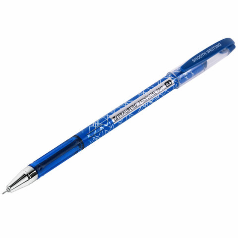 Ручка гелевая BRAUBERG «Profi-Gel PRO», СИНЯЯ, линия письма 0.4 мм, игольчатый наконечник 0.5 мм, печать на корпусе