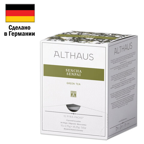 превью Чай ALTHAUS «Sencha Senpai» зеленый, 15 пирамидок по 2.75 г, ГЕРМАНИЯ