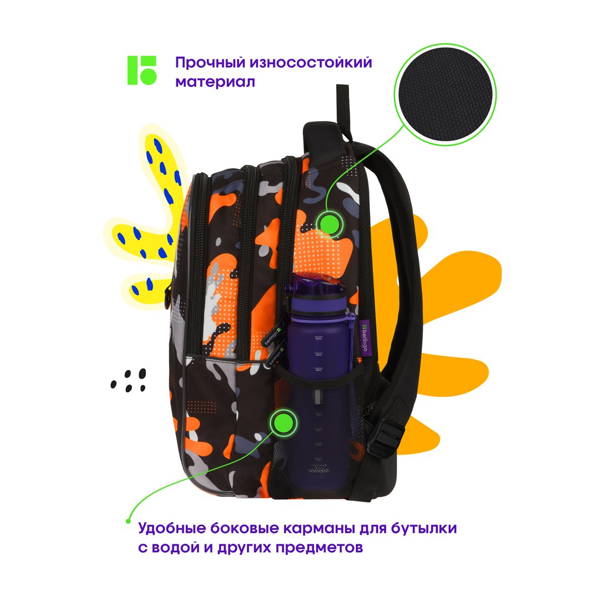 Рюкзак Berlingo inStyle «Be free» 41×27×20 см, 3 отделения, 2 кармана, эргономичная спинка