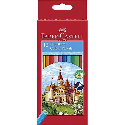 Карандаши цветные Faber-Castell eco Замок 12 цветов шестигранные с точилкой