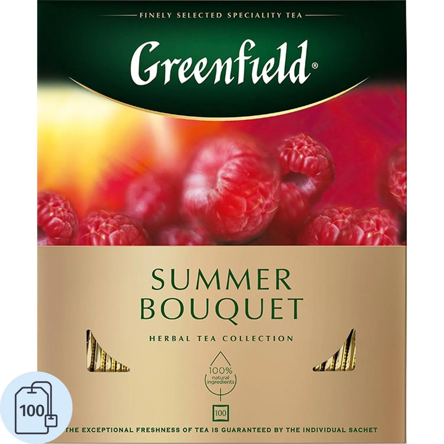 Чай ягодный фруктовый Greenfield Summer Bouquet 100 пакетиков (малина)
