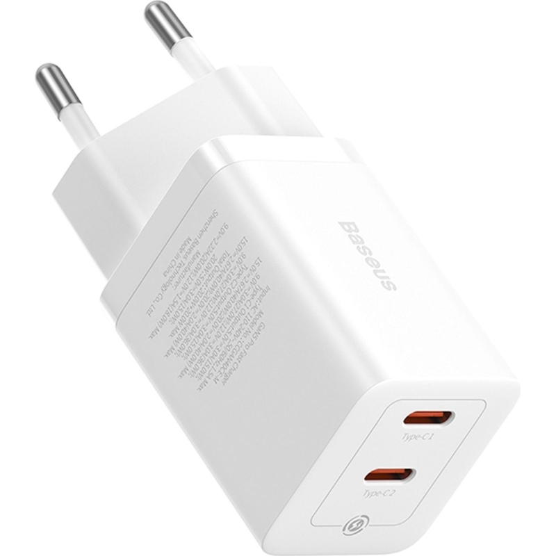 Зарядное устройство сетевое Baseus GaN5 Pro USB-C+C 40W белый