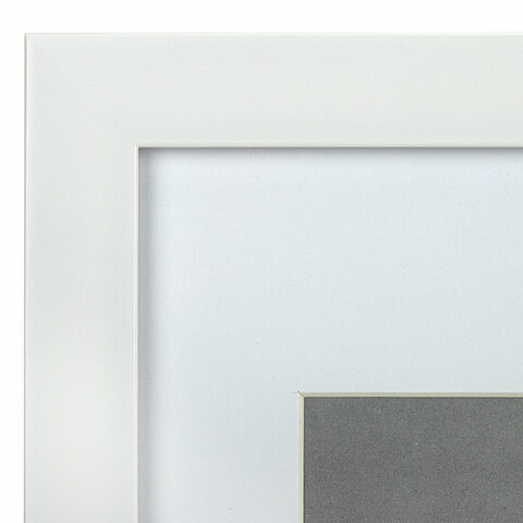Рамка 21×30 см с паспарту 15×21 см небьющаяся, багет 20 мм пластик, BRAUBERG «New Age», белая