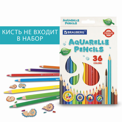 Карандаши цветные акварельные BRAUBERG PREMIUM AQUARELLE36 цветовгрифель мягкий 4 мм181674