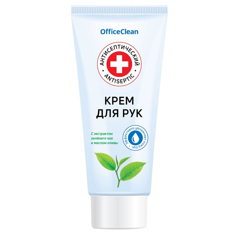 превью Крем для рук OfficeClean «Антисептический» с экстрактом зеленого чая и маслом оливы, туба 75мл