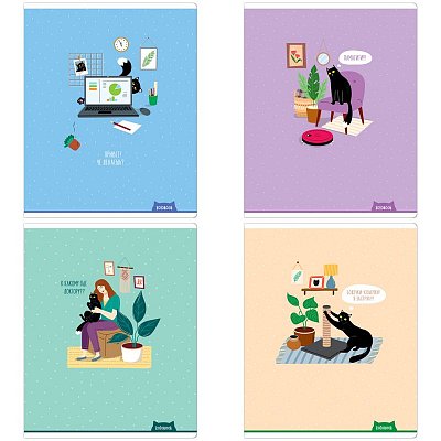 Тетрадь 48л., А5, линия ArtSpace «Рисунки. Funny cat»