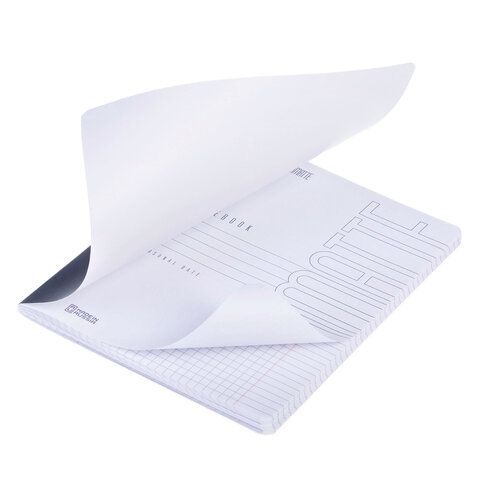 Тетрадь А5 96 л., HATBER, скоба, клетка, Soft-touch ламинация, SoloMatte «Сапфир», 092748