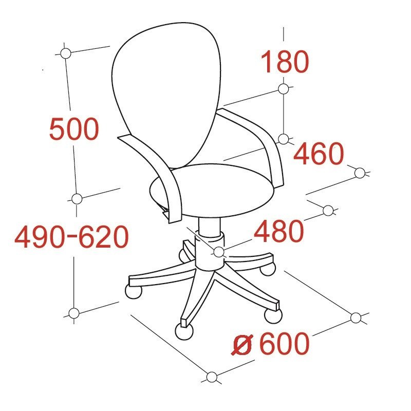 Кресло для оператора Echair-322 черное (ткань/пластик)