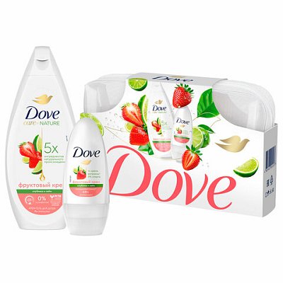 Подарочный набор DOVE «Клубника и лайм»: крем-гель для душа 250 мл + антиперспирант шариковый 50 мл