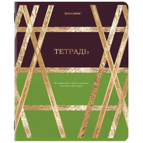 Тетради ДЭК А5 48 л. КОМПЛЕКТ 5 шт. BRAUBERG скоба, клетка, SoftTouch, фольга, GOLDY