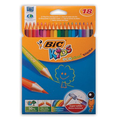 Карандаши цветные пластиковые BIC (Франция) «Evolution», 18 цветов, заточенные, в картонной упаковке с европодвесом, 829728