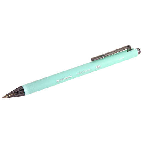 Ручки шариковые автоматические BRAUBERG «VIVID PASTEL», СИНИЕ, НАБОР 4 ШТУКИ, soft-touch, пишущий узел 0.7 мм, линия письма 0.35 мм