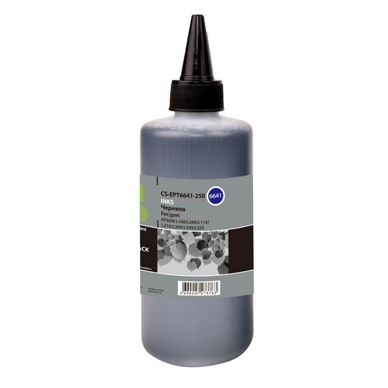 превью Чернила совм. Cactus EPT6641-250 черный для Epson L100/L110/L120/L132/L200/L210/L222/L300/L312/L35 (250мл)