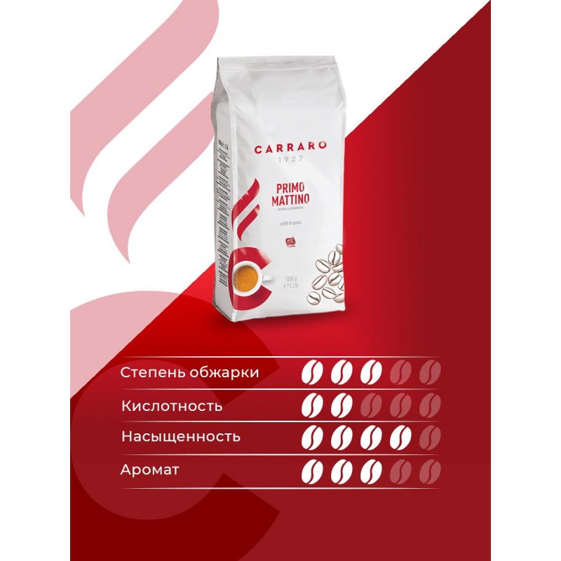Кофе в зернах Carraro Primo Mattino 1 кг арт. 1144763 - купить в Москве ...