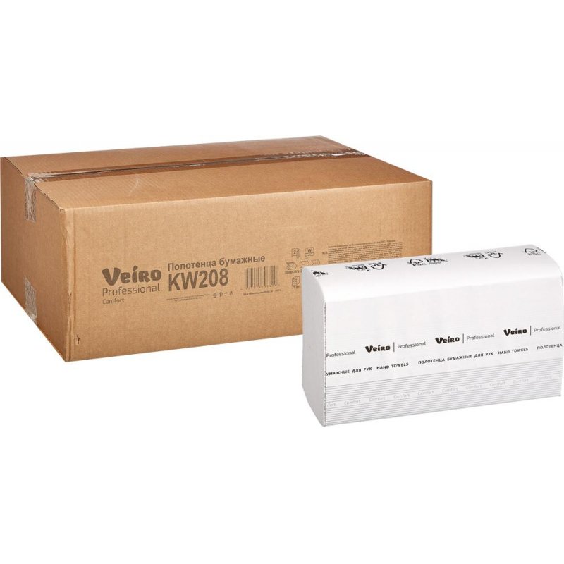 Полотенца бумажные д/держ.Veiro F2 Comf 2сл.150л/пач 21пач/кор W-слож.KW208