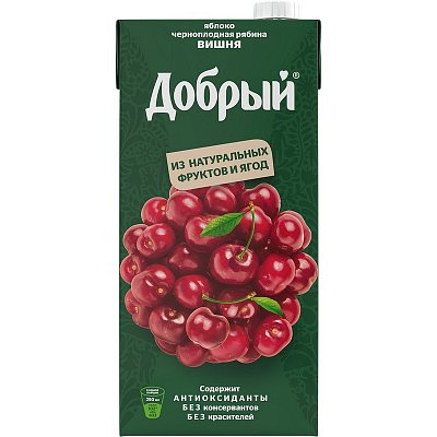 Нектар Добрый Яблоко-черноплодная рябина-вишня 2л