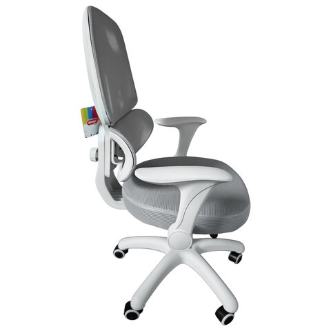 Кресло детское с поясничной поддержкой BRABIX KIDS «MG-225», сетка/ткань TW, серое