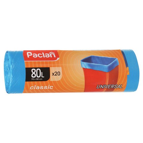 превью Мешки для мусора 80 л, синие, в рулоне 20 шт., ПНД, 12 мкм, 70×90 см, PACLAN «Classic»