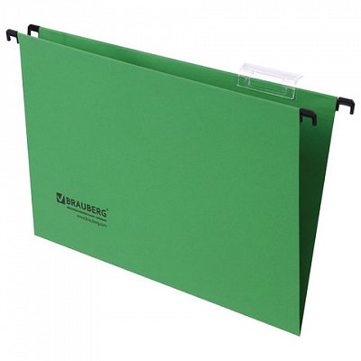 Подвесные папки картонные BRAUBERG, комплект 10 шт., 370х245 мм, 80 л., Foolscap, зеленые, 230 г/м2, табуляторы