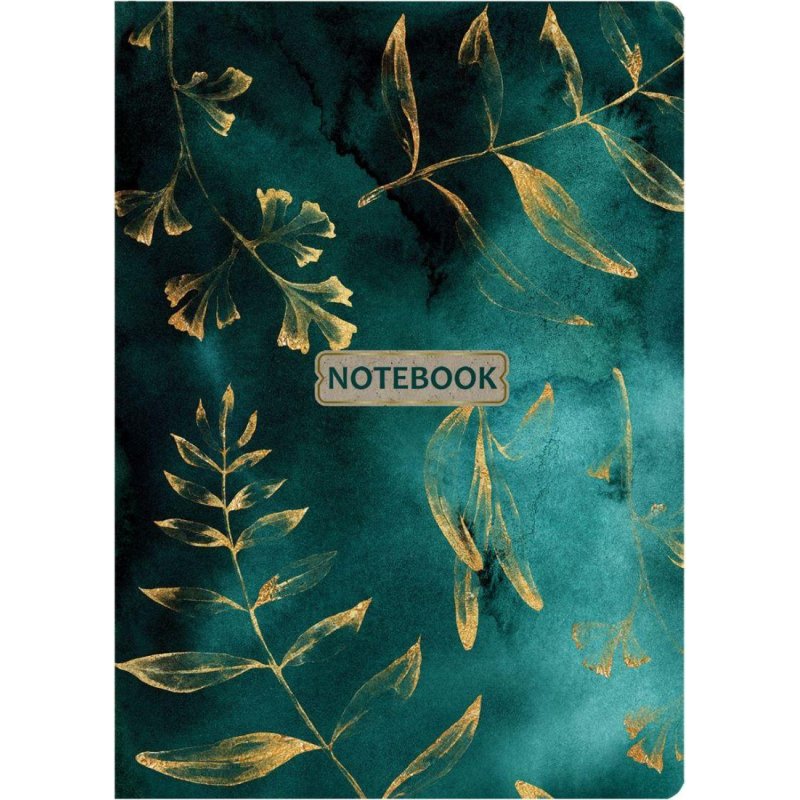 Блокнот Floral А5 96л. клетка, обл. тв. лам. картон, сшивка, резинка, зелен