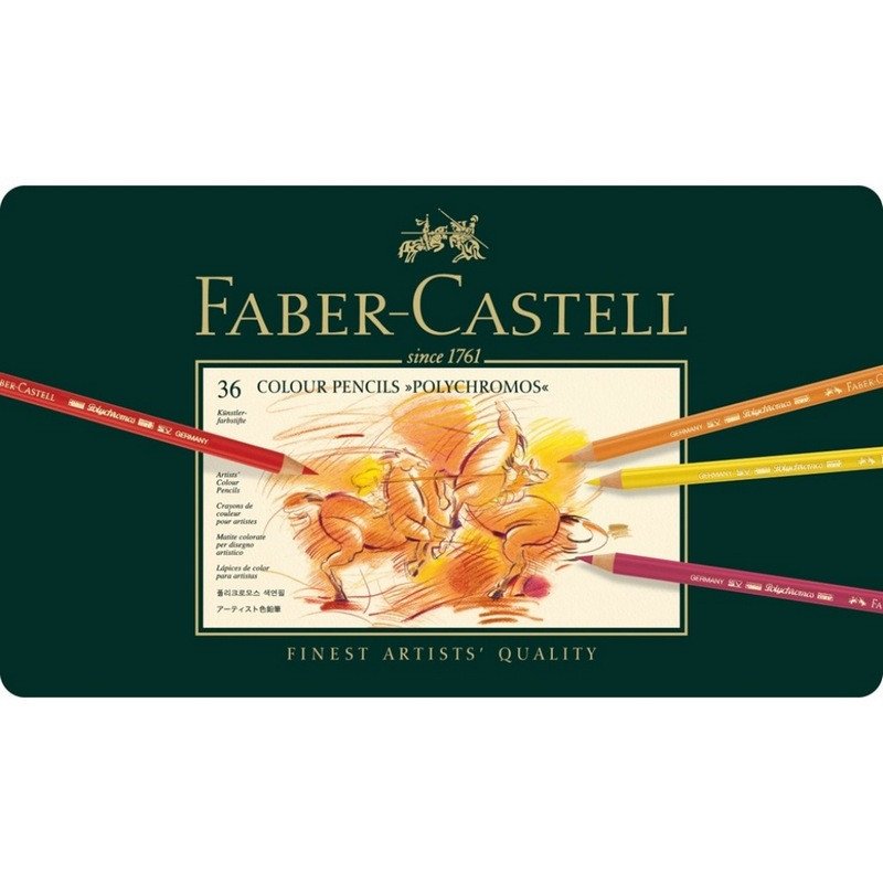 Карандаши цветные 36цв Faber-Castell Polychromos мет короб 110036