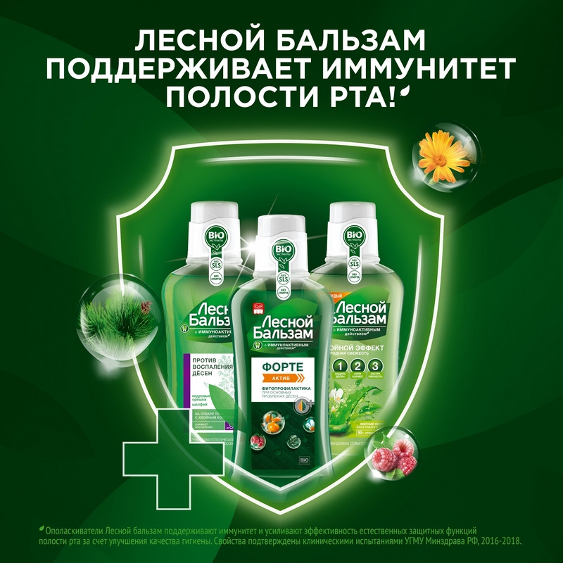 Ополаскиватель для полости рта Лесной бальзам Природная свежесть 250 мл