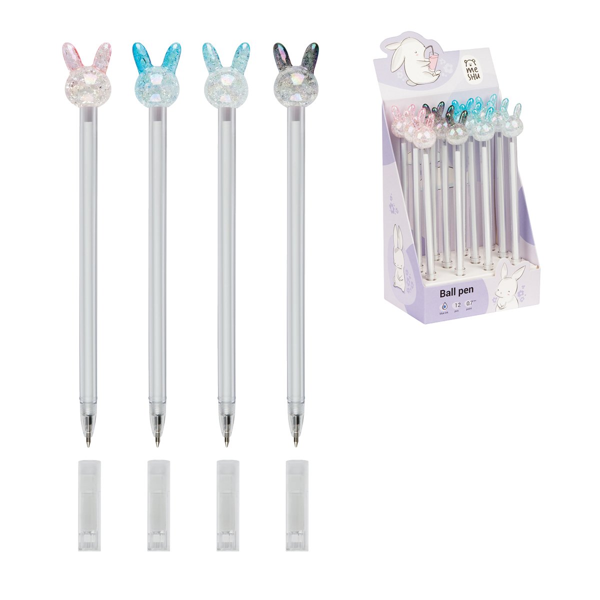 Ручка шариковая MESHU «Crystal Rabbit», синяя, 0.7мм, корпус ассорти