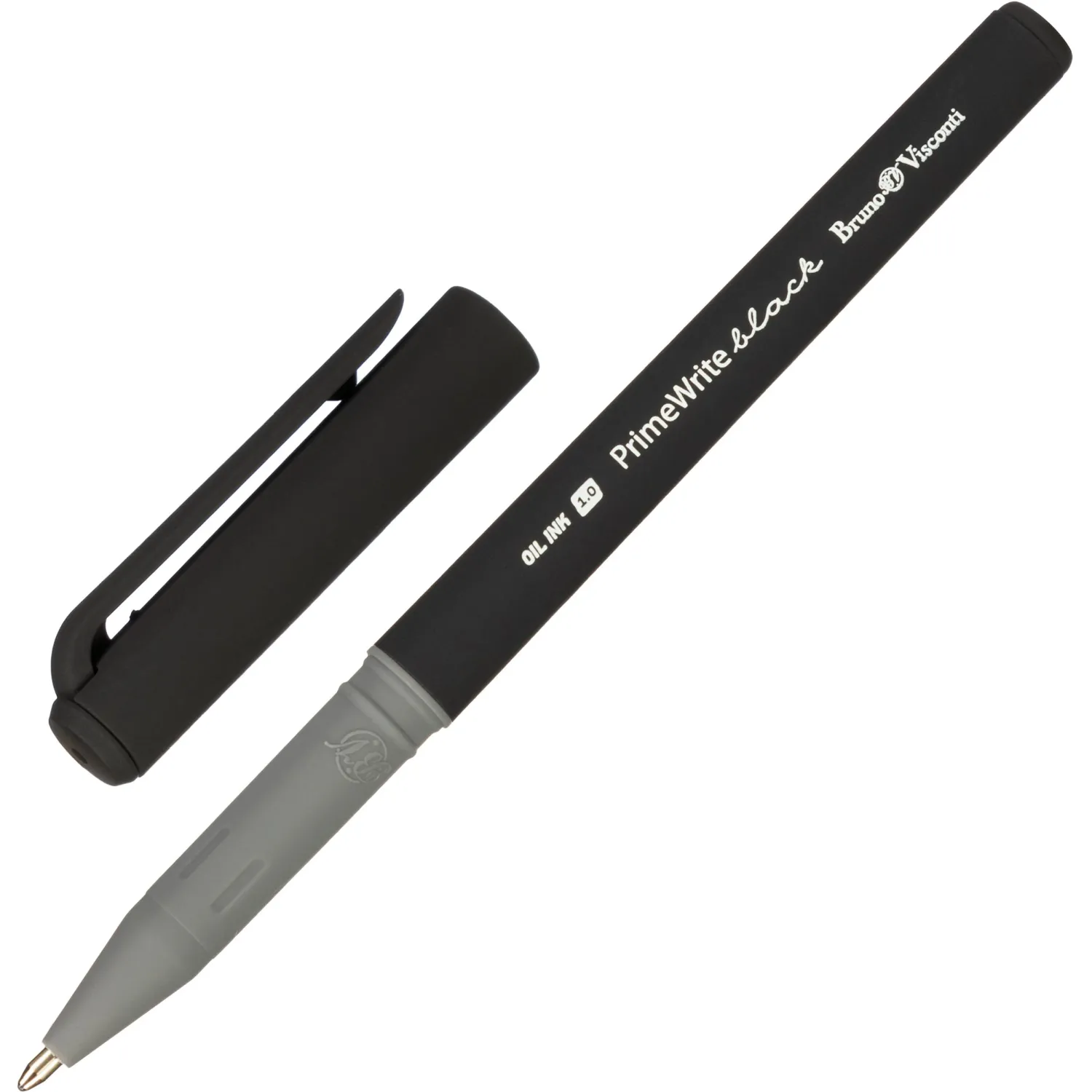 Ручка шариковая неавтоматическая Bruno Visconti PrimeWrite Basic Black синяя корпус soft touch (толщина линии 0.9 мм)