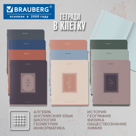 Тетради предметные, КОМПЛЕКТ 12 ПРЕДМЕТОВ, 48 л., рельефный картон, BRAUBERG, «ВИНТАЖ»