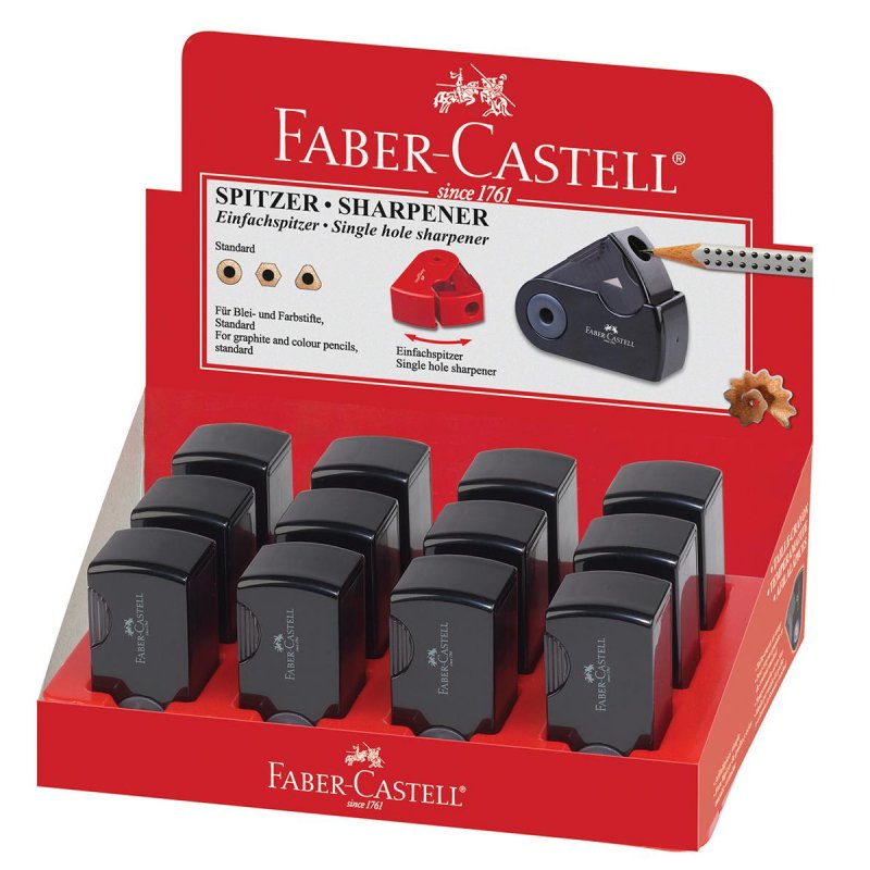 Точилка пластиковая Faber-Castell «Sleeve Mini», 1 отверстие, контейнер, черная