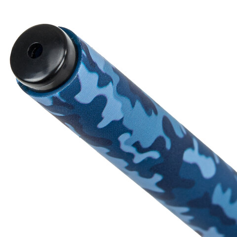 Ручка шариковая BRAUBERG SOFT TOUCH GRIP «MILITARY», СИНЯЯ, мягкое покрытие, узел 0.7 мм