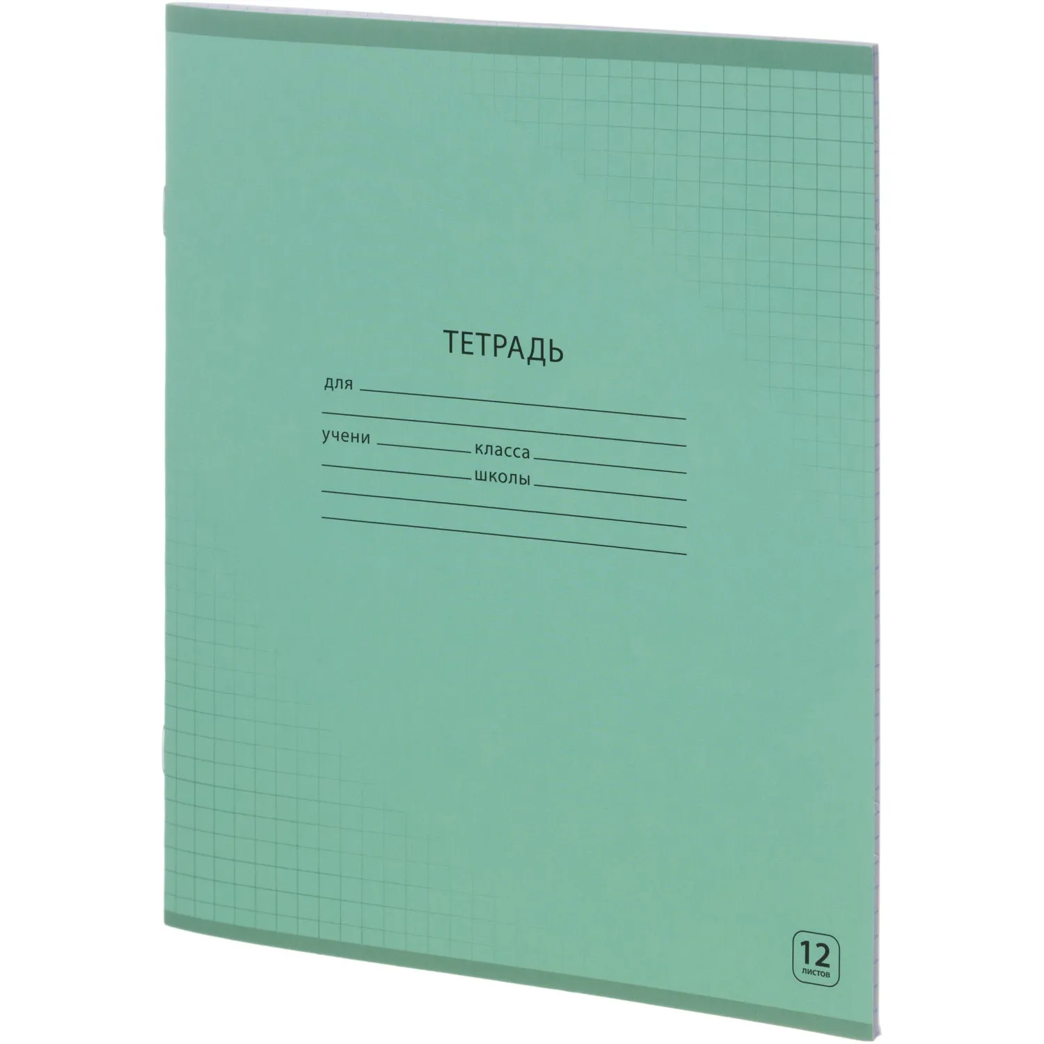 Тетрадь школьная А5.12л, клетка, Выбор есть зеленый 20шт/уп