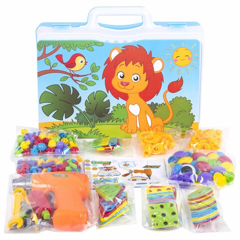 Конструктор с шуруповертом РАЗВИВАЮЩИЙ 247 деталей, BRAUBERG KIDS